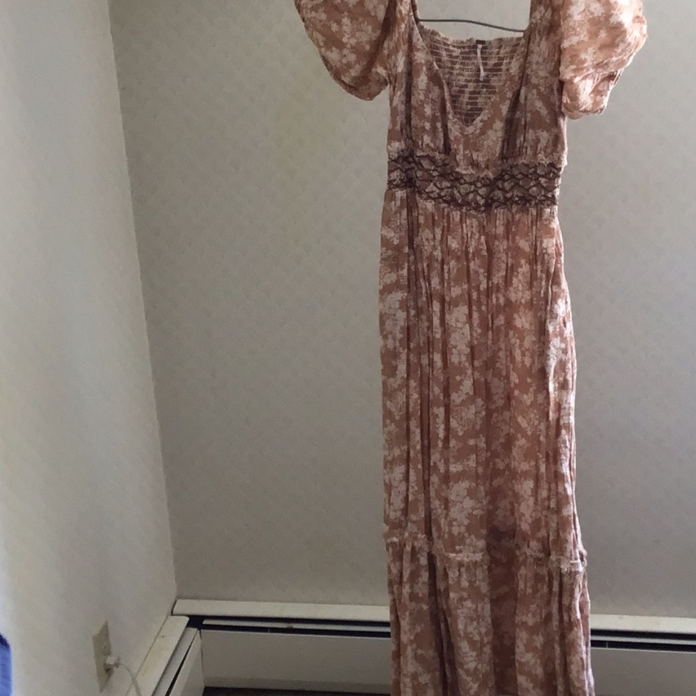 Free people cotton maxi prairie dress with pockets